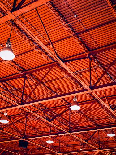 red lighted pendant lamps roof